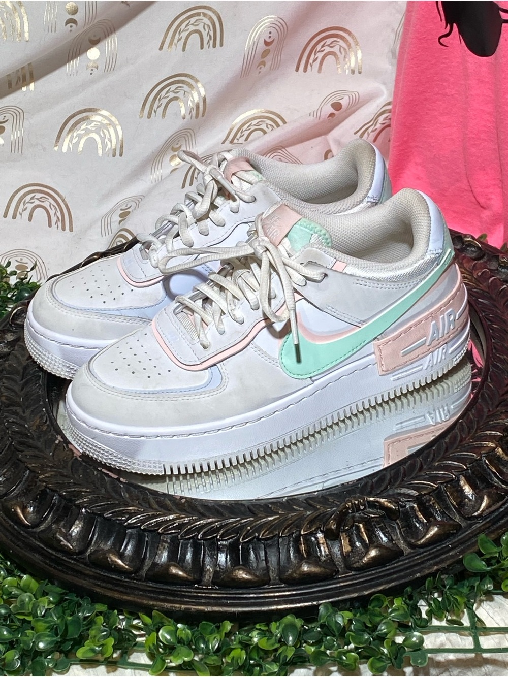 Nike Air Women’s Layered Sneakers in Mint & Pastel Pink